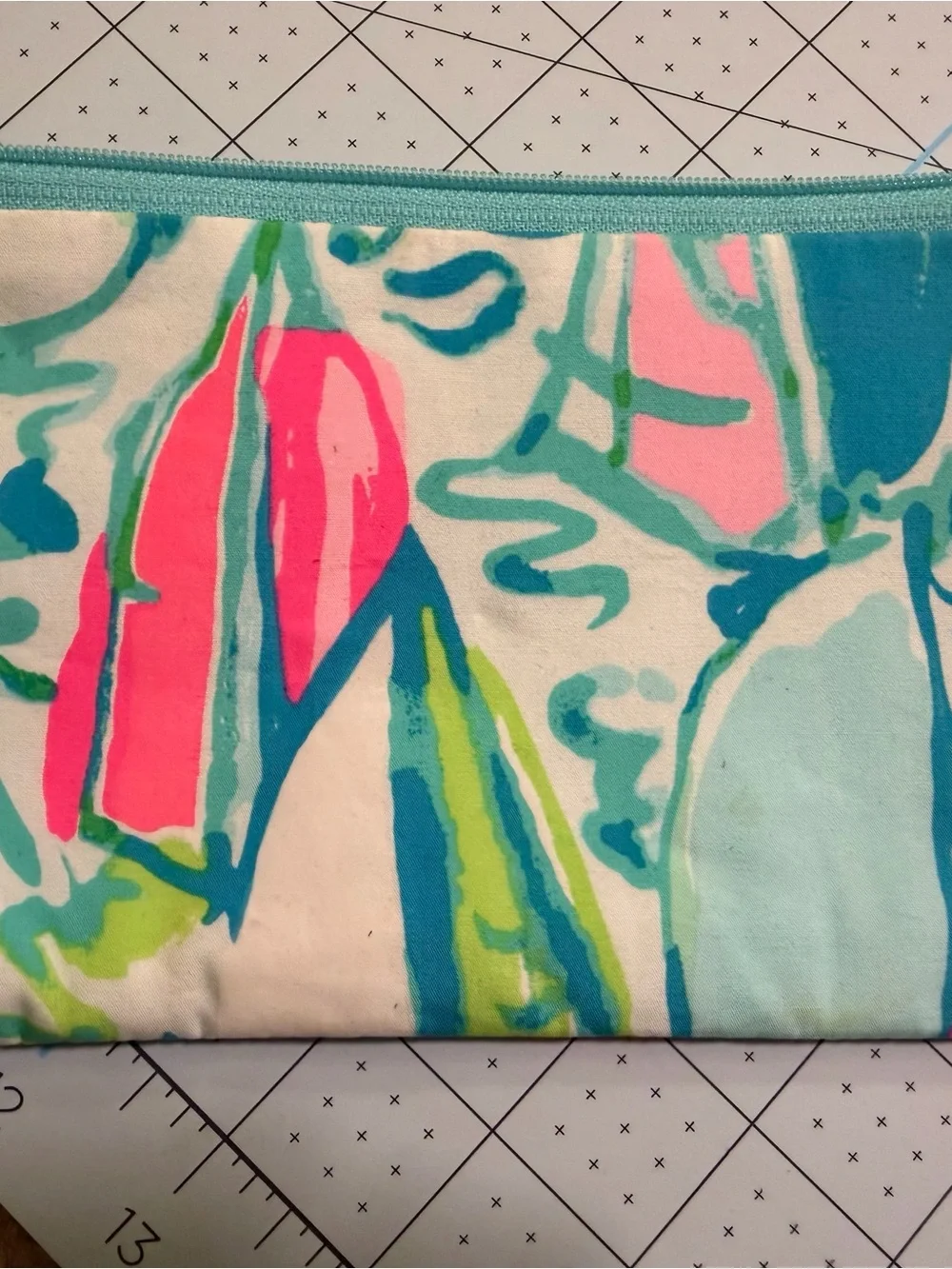 Lilly Pulitzer Floral Wristlet Cosmetic Pouch Turquoise Pink Tassel 8”